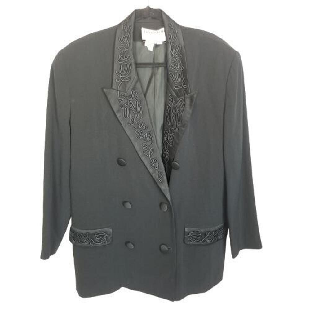 Vintage Daymor Couture Womens Blazer Sz 16 Evening Holiday Black Tie Gala Yacht